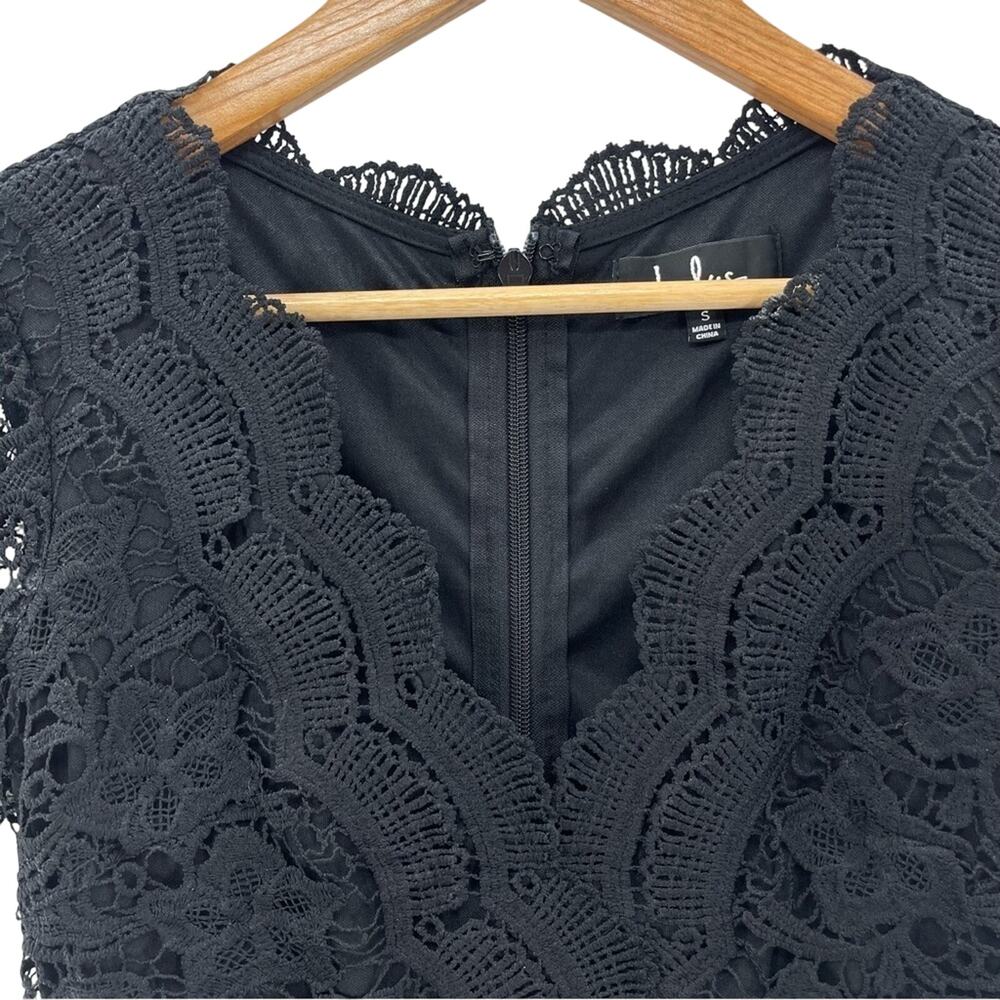 Lulus Romantic Dark Fairycore Witchy Boho Black Lace V-Neckline Mini Dress Small - Picture 4 of 13
